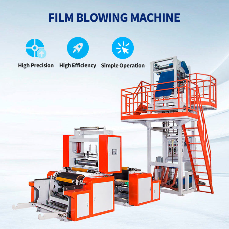 PSRW55-800 High Speed 700mm HDPE LDPE Rotary Die Double Winder Plastic Film Blowing Machine Mono Layer Blown Film Extrusion Machine